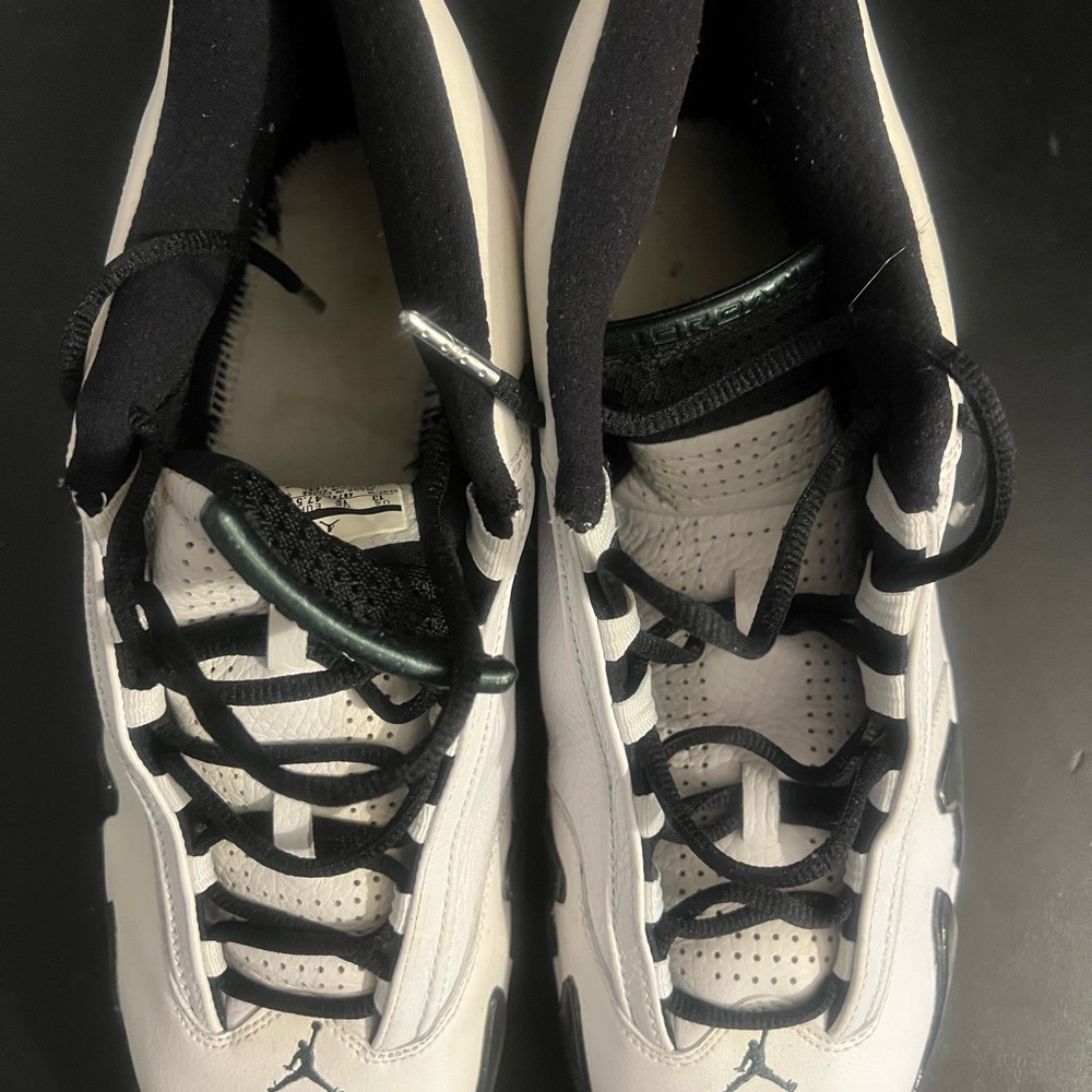 Jordan White and Black High-Top Sneakers with Leather Overlays - Picture 6 of 12